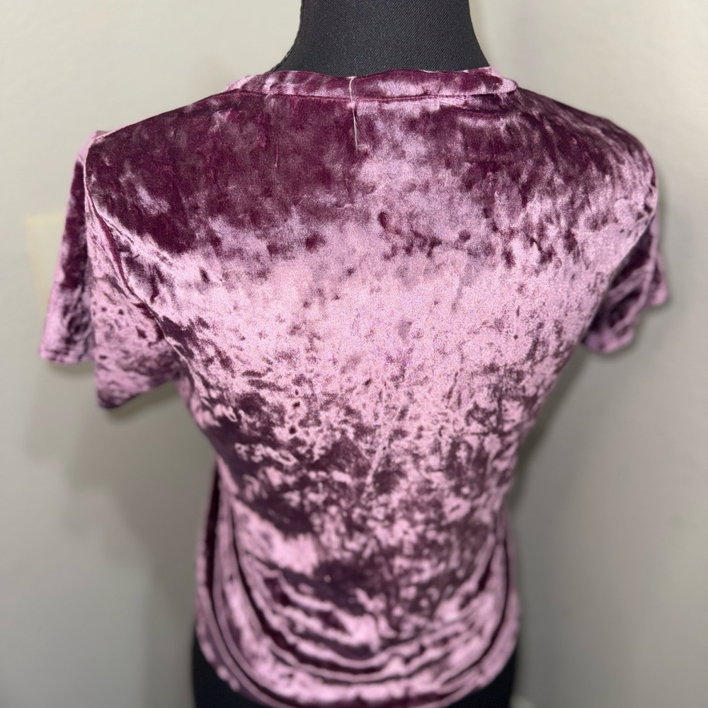 Ivy Main Purple Crushed Velvet Top Y2K Baby Tee Soft Grunge Boho- Small - Picture 6 of 7